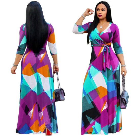 Women's Casual Autumn Bohemian Long Church Dress